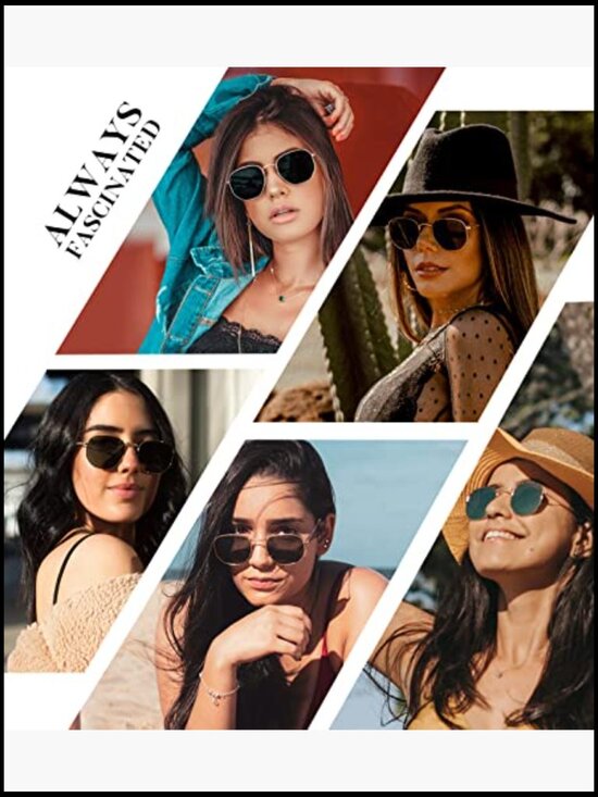Polarized Square UV Protection Sunglasses, Lightweight Metal Frame Hexagonal, 3 main image 5